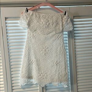 BB Dakota White Lace Off-Shoulder Mini Dress